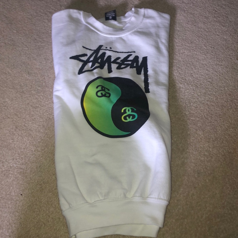 White Stussy crew neck